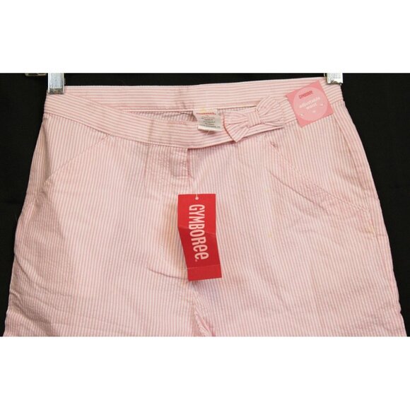 NWT 2006 Gymboree Garden Bloom Easter Pink White Stripe Capris Seersucker sz 10 - Picture 2 of 9